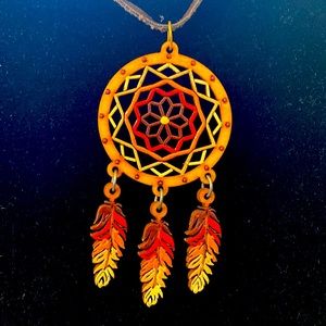 Artisan made Wood dream catcher necklace